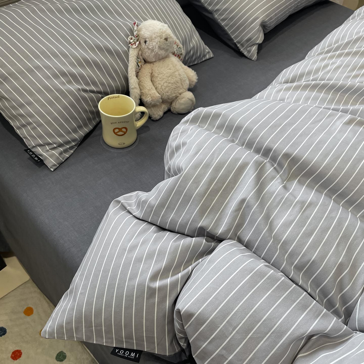 91家纺网 家纺一手货源 找家纺 涵宸家纺 2025新款全棉简约款四件套 英伦-浅灰