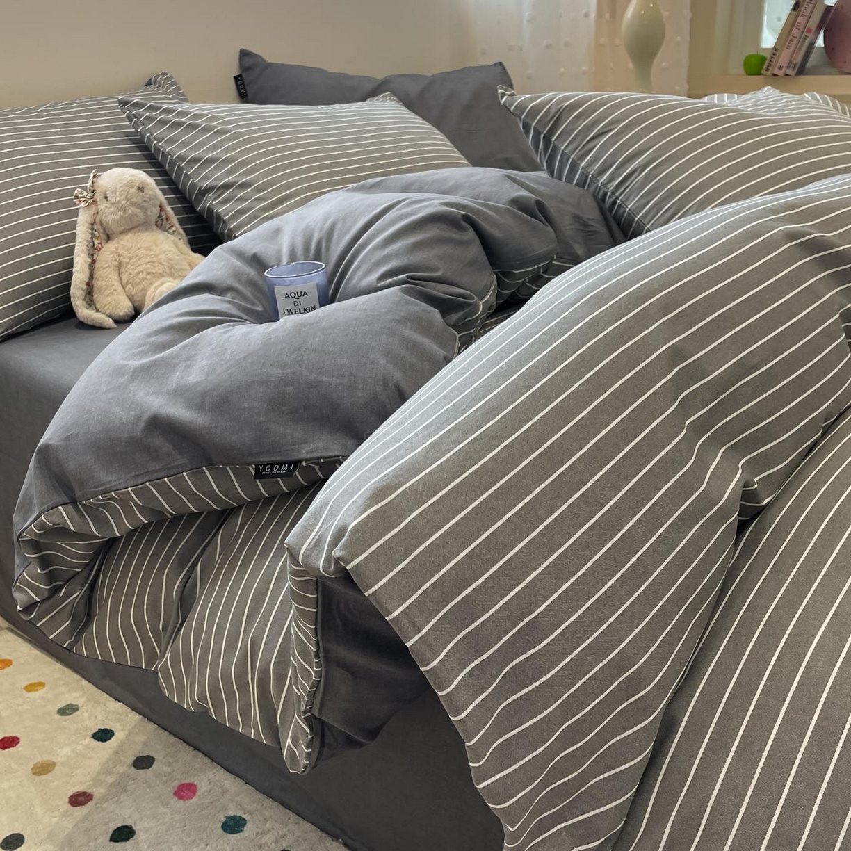 91家纺网 家纺一手货源 找家纺 涵宸家纺 2025新款全棉简约款四件套 英伦-深灰