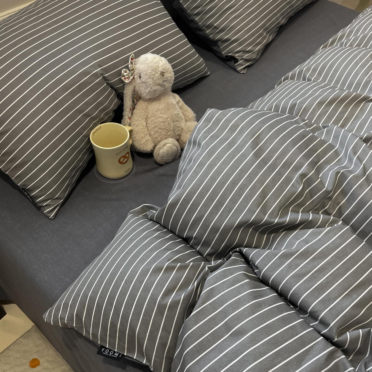 91家纺网 家纺一手货源 找家纺 涵宸家纺 2025新款全棉简约款四件套 英伦-深灰