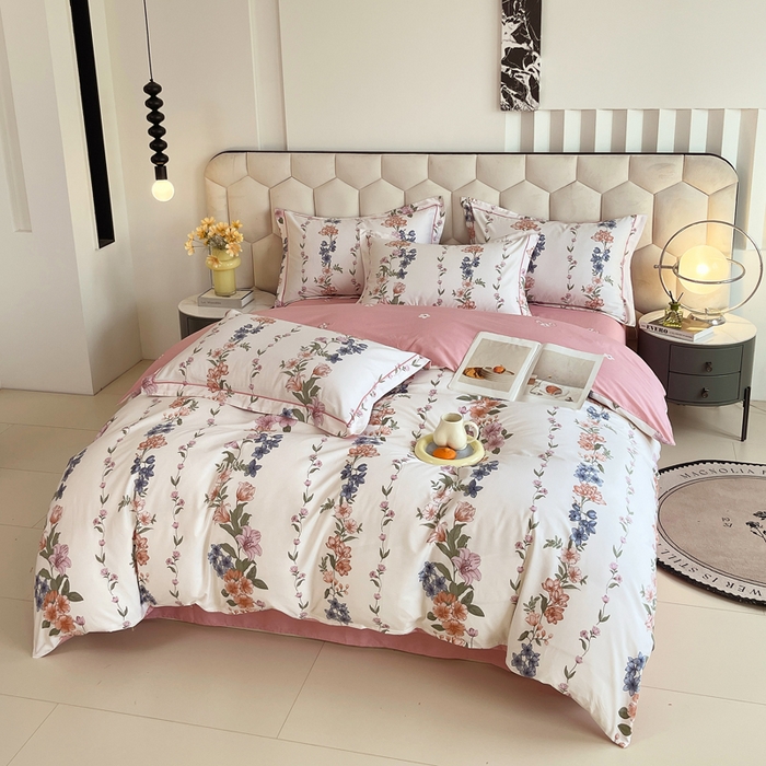 91家纺网 家纺一手货源 找家纺 星期三家纺 2025年8月新款铂金全棉纯棉13372四件套 眷恋