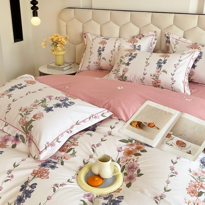 91家纺网 家纺一手货源 找家纺 星期三家纺 2025年8月新款铂金全棉纯棉13372四件套 眷恋