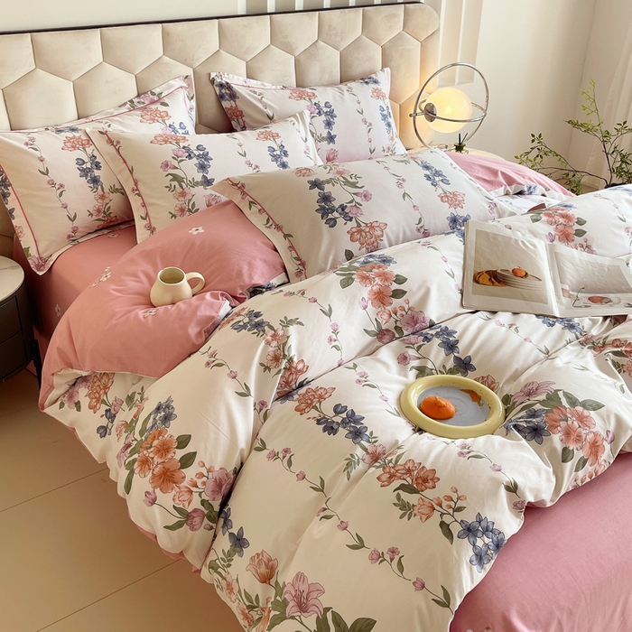 91家纺网 家纺一手货源 找家纺 星期三家纺 2025年8月新款铂金全棉纯棉13372四件套 眷恋