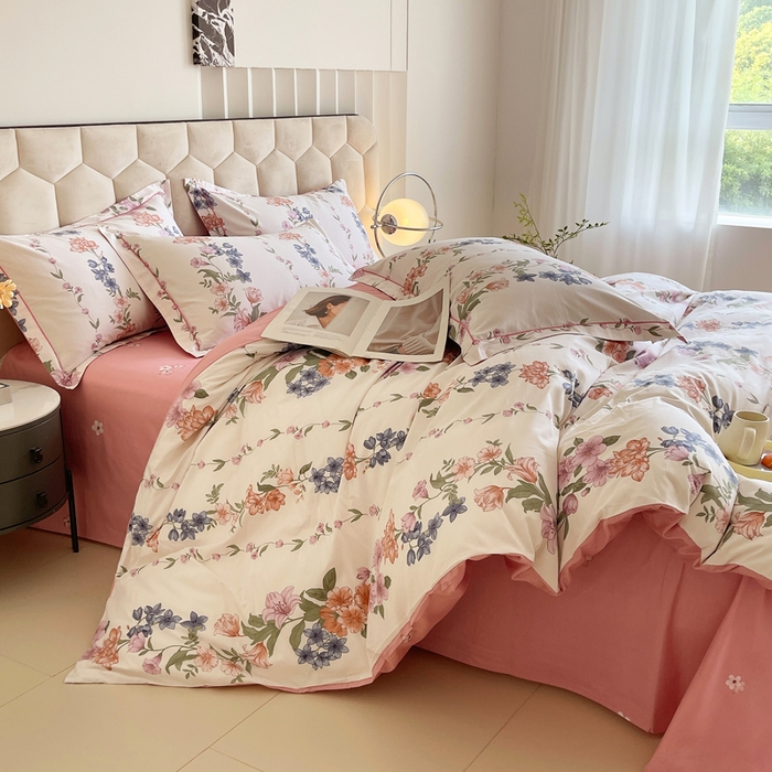 91家纺网 家纺一手货源 找家纺 星期三家纺 2025年8月新款铂金全棉纯棉13372四件套 眷恋