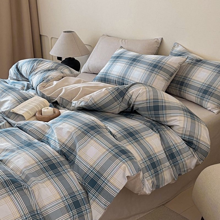 91家纺网 家纺一手货源 找家纺 涵宸家纺 2025新款全棉简约款四件套 英伦格