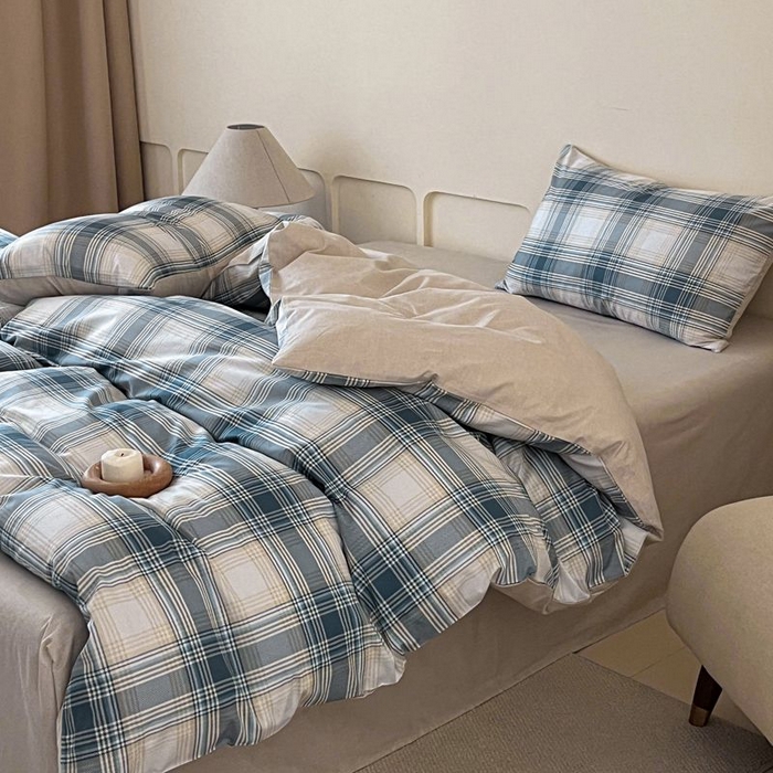 91家纺网 家纺一手货源 找家纺 涵宸家纺 2025新款全棉简约款四件套 英伦格