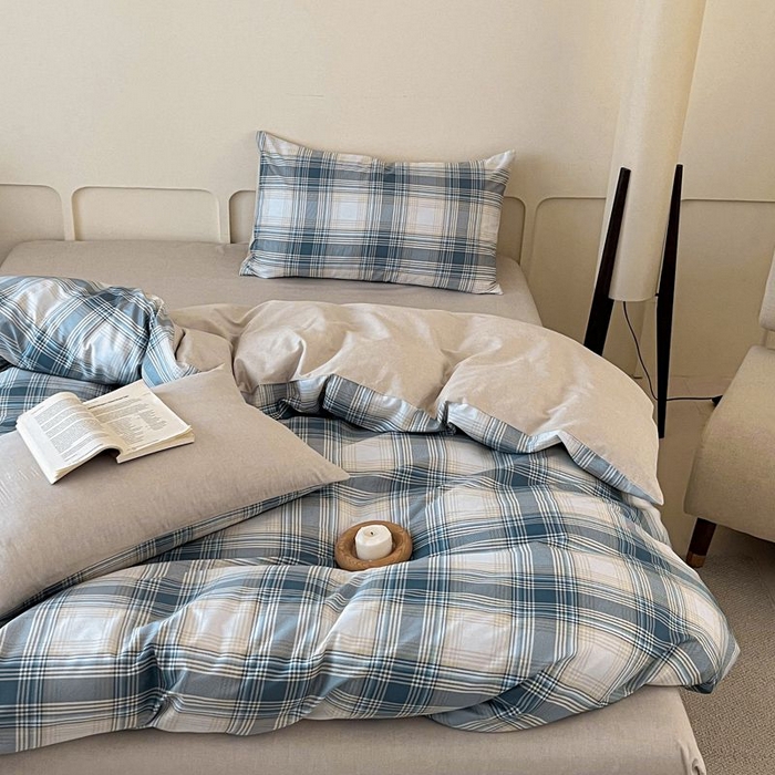 91家纺网 家纺一手货源 找家纺 涵宸家纺 2025新款全棉简约款四件套 英伦格