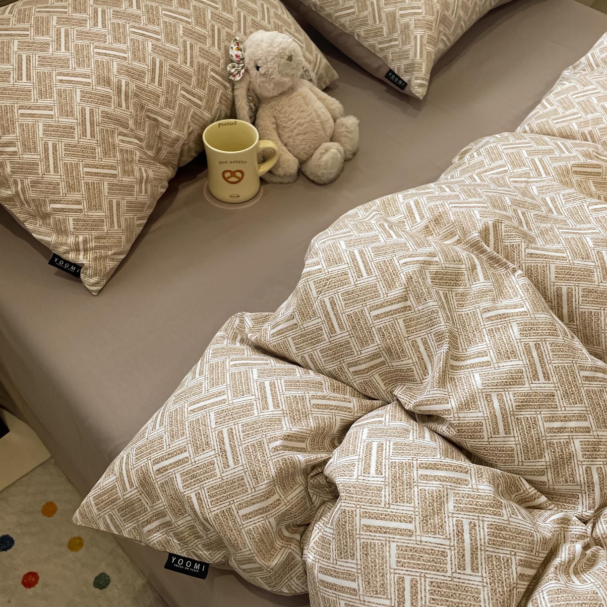 91家纺网 家纺一手货源 找家纺 涵宸家纺 2025新款全棉简约款四件套 云沫