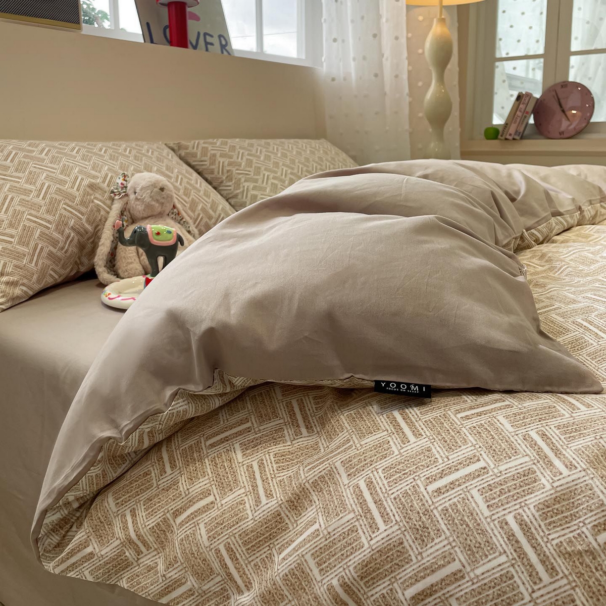 91家纺网 家纺一手货源 找家纺 涵宸家纺 2025新款全棉简约款四件套 云沫