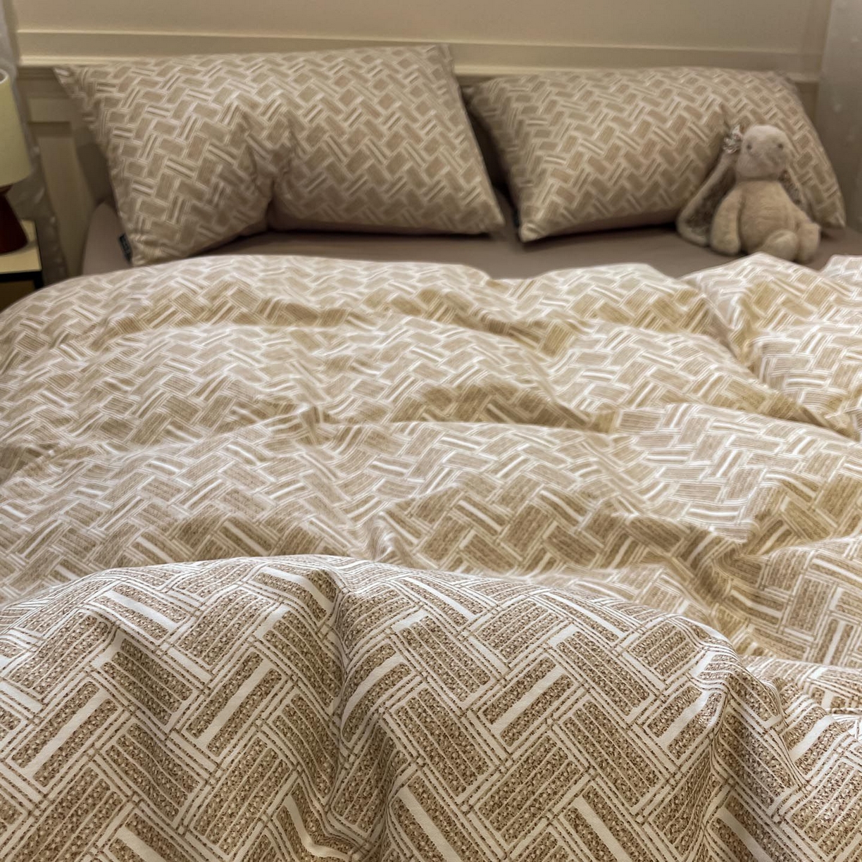 91家纺网 家纺一手货源 找家纺 涵宸家纺 2025新款全棉简约款四件套 云沫