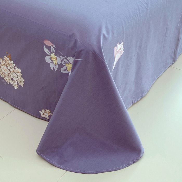 91家纺网 家纺一手货源 找家纺 星期三家纺 2025年8月新款铂金全棉纯棉13372四件套 蓝茵花