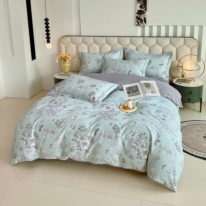 91家纺网 家纺一手货源 找家纺 星期三家纺 2025年8月新款铂金全棉纯棉13372四件套 浪漫蝴蝶