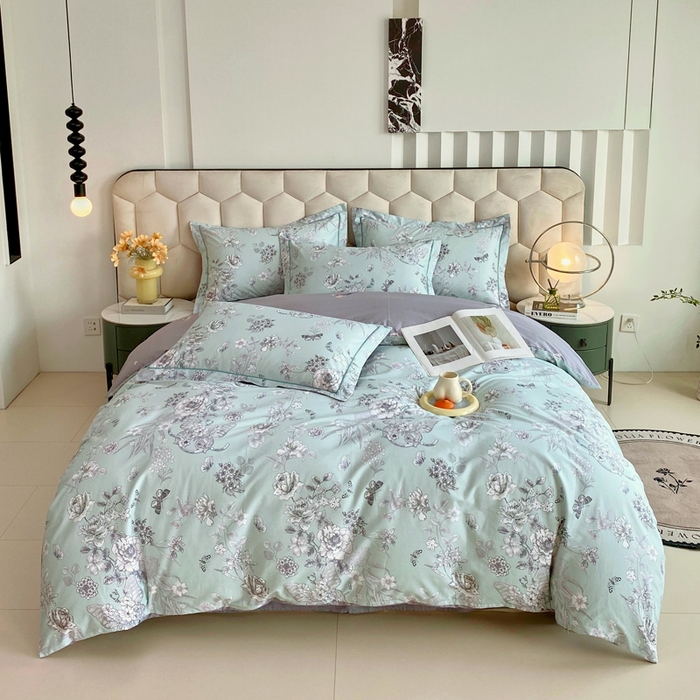 91家纺网 家纺一手货源 找家纺 星期三家纺 2025年8月新款铂金全棉纯棉13372四件套 浪漫蝴蝶