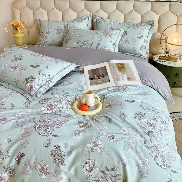 91家纺网 家纺一手货源 找家纺 星期三家纺 2025年8月新款铂金全棉纯棉13372四件套 浪漫蝴蝶