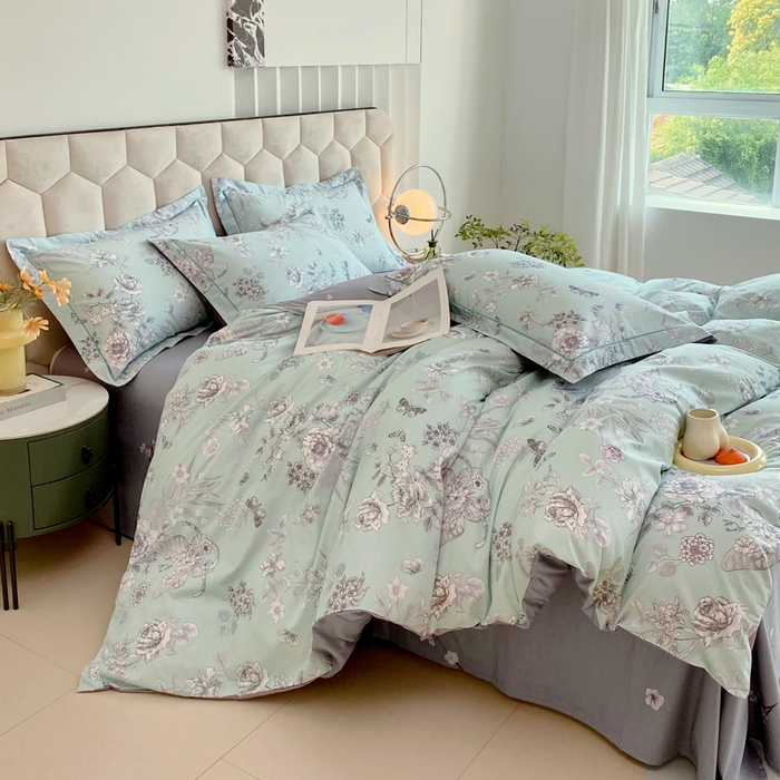 91家纺网 家纺一手货源 找家纺 星期三家纺 2025年8月新款铂金全棉纯棉13372四件套 浪漫蝴蝶