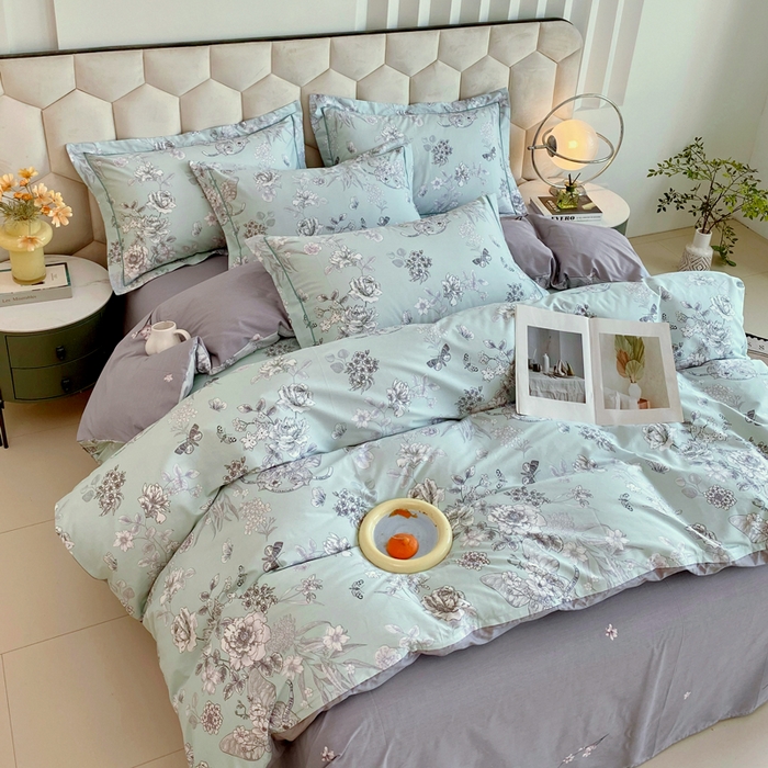 91家纺网 家纺一手货源 找家纺 星期三家纺 2025年8月新款铂金全棉纯棉13372四件套 浪漫蝴蝶