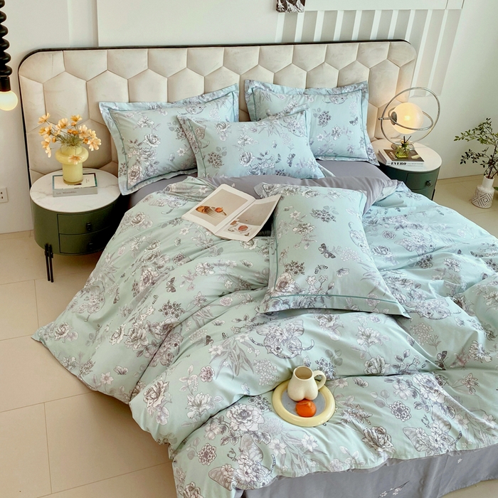 91家纺网 家纺一手货源 找家纺 星期三家纺 2025年8月新款铂金全棉纯棉13372四件套 浪漫蝴蝶