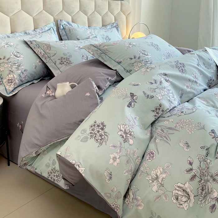 星期三家纺 2025年8月新款铂金全棉纯棉13372四件套 浪漫蝴蝶