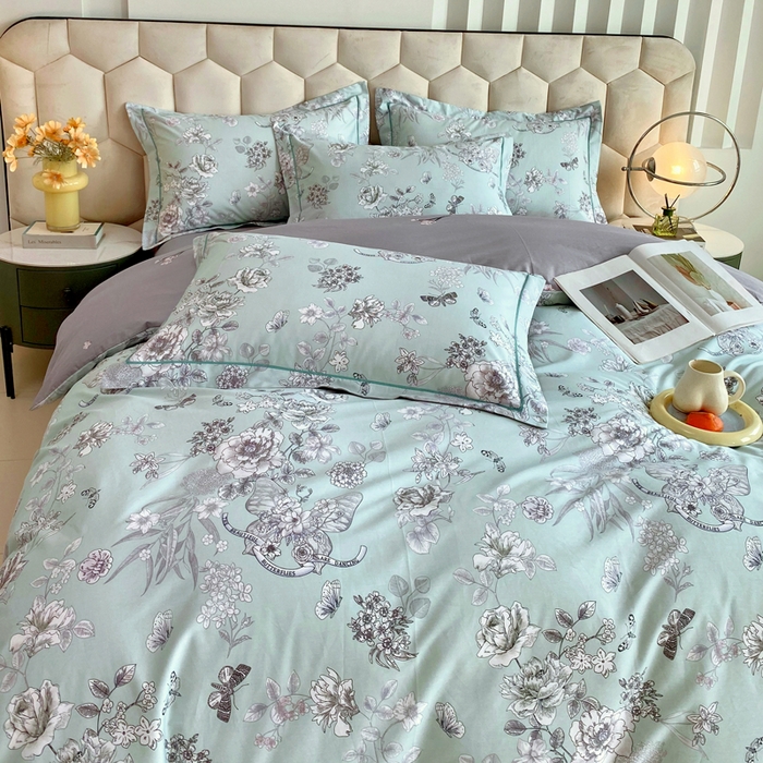 91家纺网 家纺一手货源 找家纺 星期三家纺 2025年8月新款铂金全棉纯棉13372四件套 浪漫蝴蝶