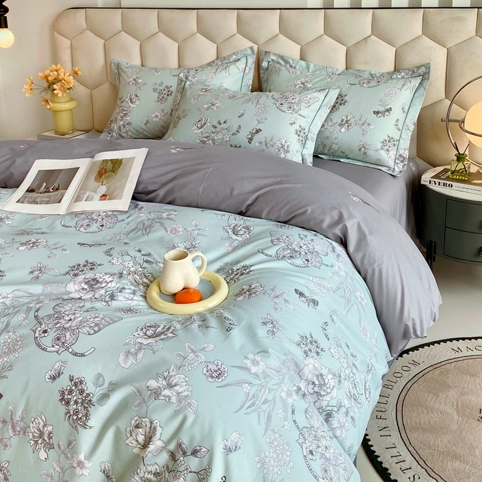 91家纺网 家纺一手货源 找家纺 星期三家纺 2025年8月新款铂金全棉纯棉13372四件套 浪漫蝴蝶