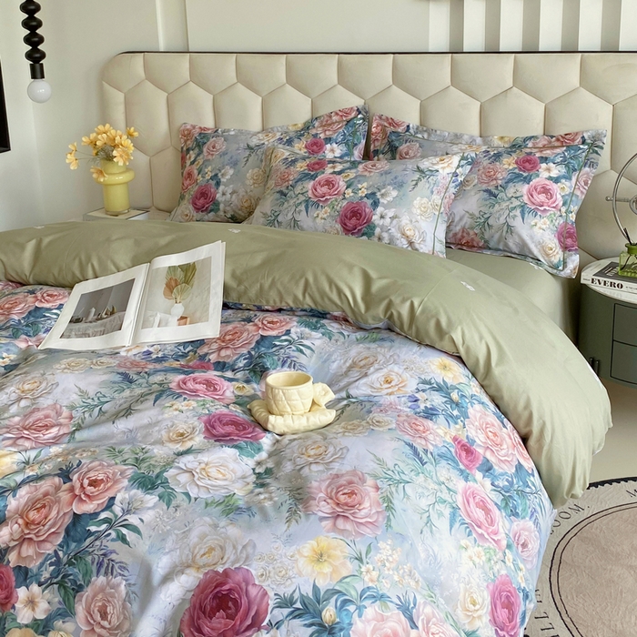 91家纺网 家纺一手货源 找家纺 星期三家纺 2025年8月新款铂金全棉纯棉13372四件套 莫奈