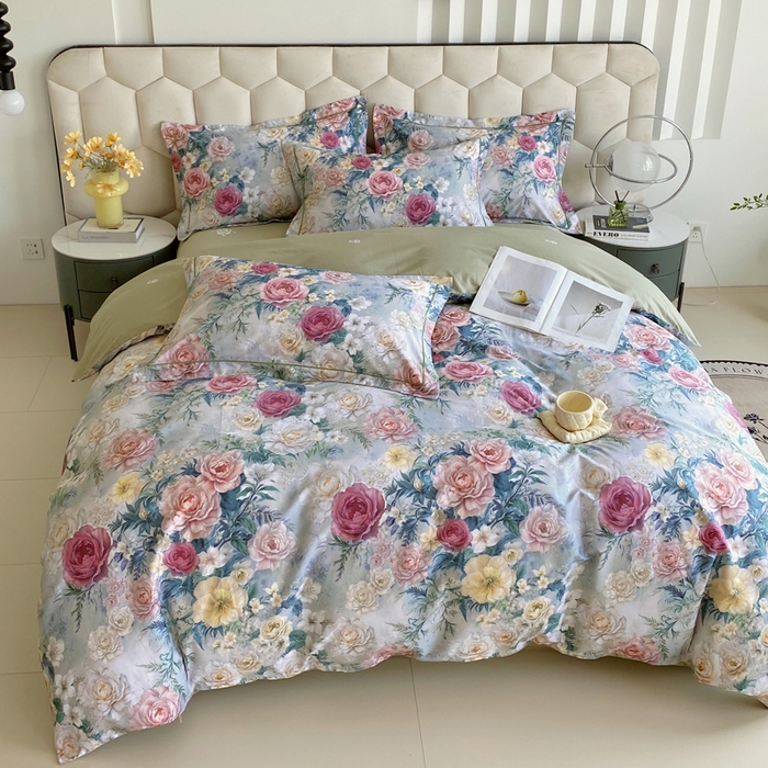 91家纺网 家纺一手货源 找家纺 星期三家纺 2025年8月新款铂金全棉纯棉13372四件套 莫奈