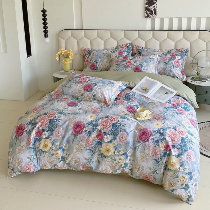 91家纺网 家纺一手货源 找家纺 星期三家纺 2025年8月新款铂金全棉纯棉13372四件套 莫奈