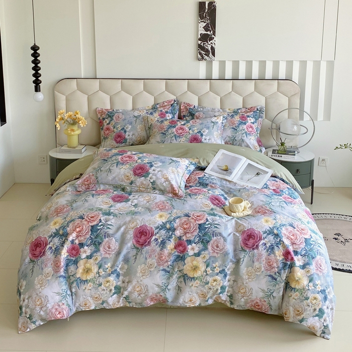 91家纺网 家纺一手货源 找家纺 星期三家纺 2025年8月新款铂金全棉纯棉13372四件套 莫奈