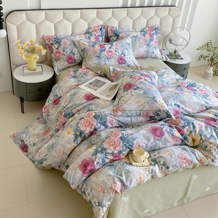 91家纺网 家纺一手货源 找家纺 星期三家纺 2025年8月新款铂金全棉纯棉13372四件套 莫奈