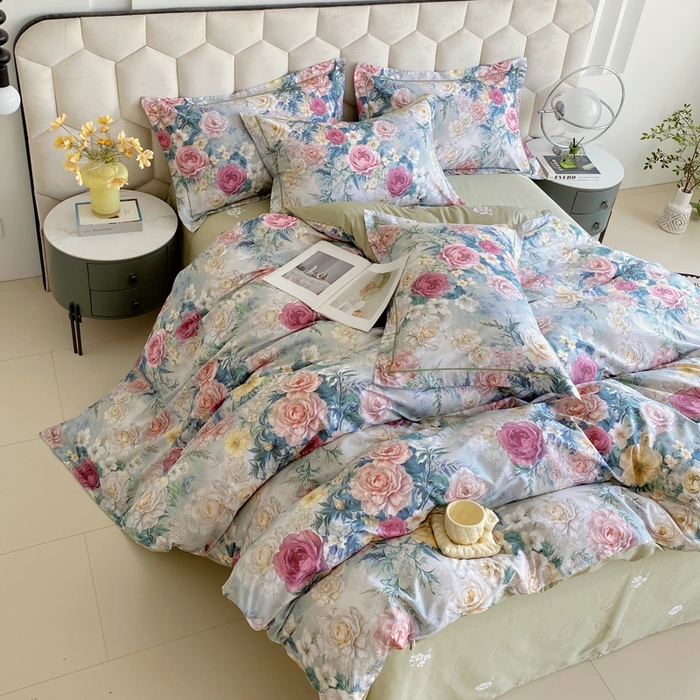 91家纺网 家纺一手货源 找家纺 星期三家纺 2025年8月新款铂金全棉纯棉13372四件套 莫奈