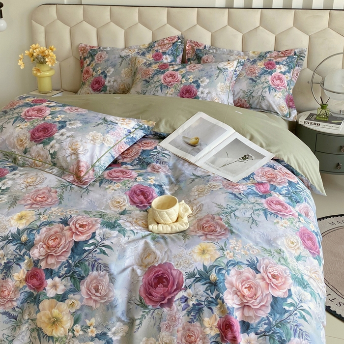 91家纺网 家纺一手货源 找家纺 星期三家纺 2025年8月新款铂金全棉纯棉13372四件套 莫奈