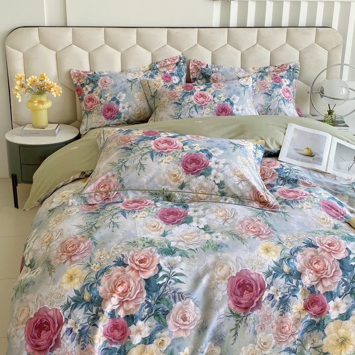 91家纺网 家纺一手货源 找家纺 星期三家纺 2025年8月新款铂金全棉纯棉13372四件套 莫奈