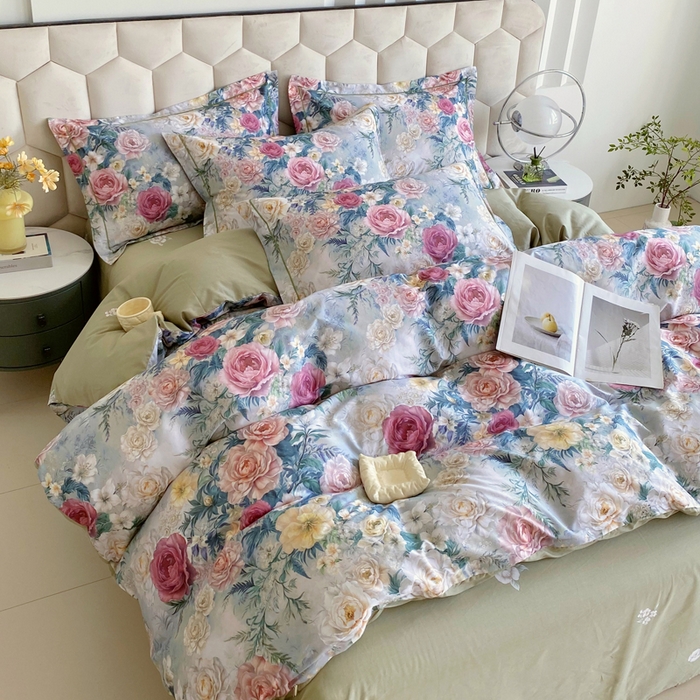 91家纺网 家纺一手货源 找家纺 星期三家纺 2025年8月新款铂金全棉纯棉13372四件套 莫奈