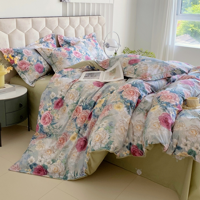 91家纺网 家纺一手货源 找家纺 星期三家纺 2025年8月新款铂金全棉纯棉13372四件套 莫奈