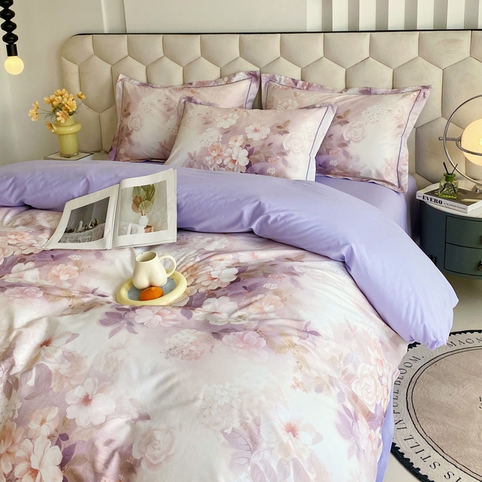 91家纺网 家纺一手货源 找家纺 星期三家纺 2025年8月新款铂金全棉纯棉13372四件套 桃之夭夭