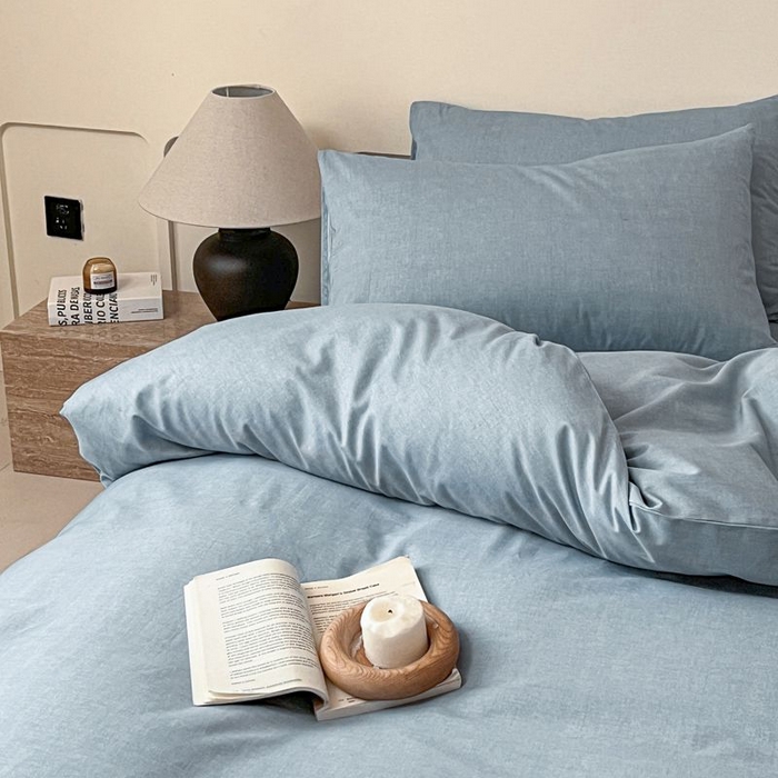 91家纺网 家纺一手货源 找家纺 涵宸家纺 2025新款全棉简约款四件套 云纹-兰