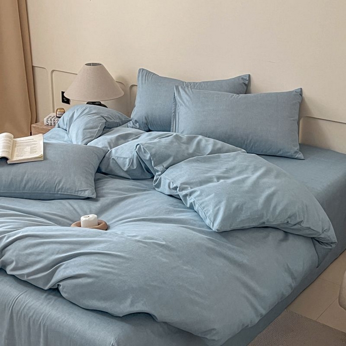 91家纺网 家纺一手货源 找家纺 涵宸家纺 2025新款全棉简约款四件套 云纹-兰