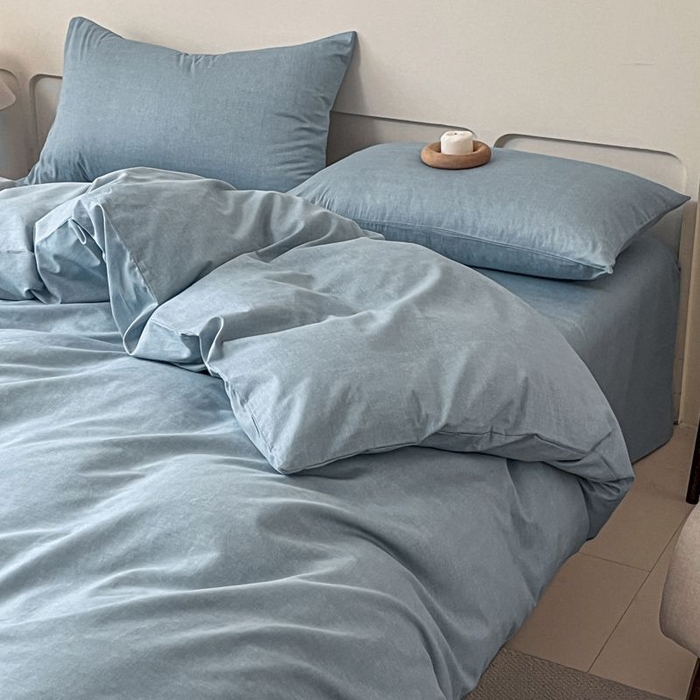 91家纺网 家纺一手货源 找家纺 涵宸家纺 2025新款全棉简约款四件套 云纹-兰