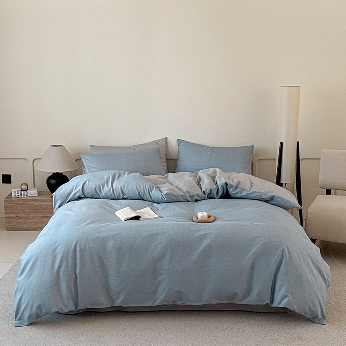 涵宸家纺 2025新款全棉简约款四件套 云纹-兰浅灰