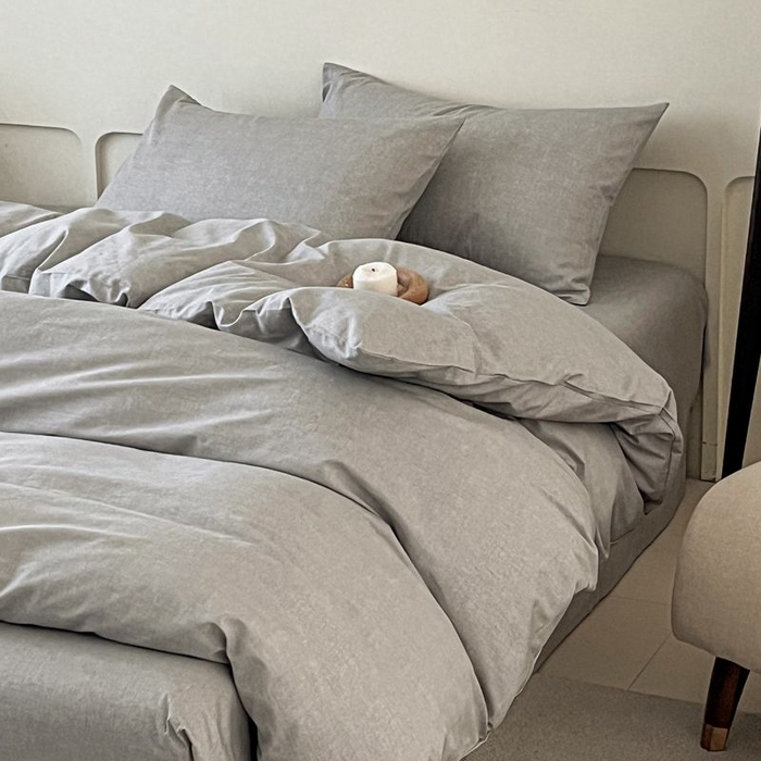 91家纺网 家纺一手货源 找家纺 涵宸家纺 2025新款全棉简约款四件套 云纹-浅灰