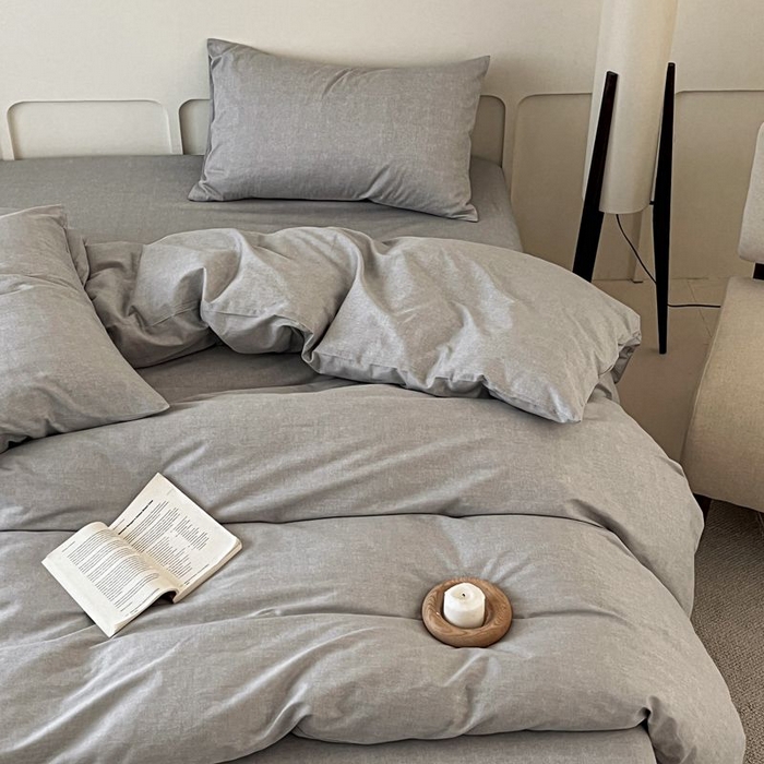 91家纺网 家纺一手货源 找家纺 涵宸家纺 2025新款全棉简约款四件套 云纹-浅灰