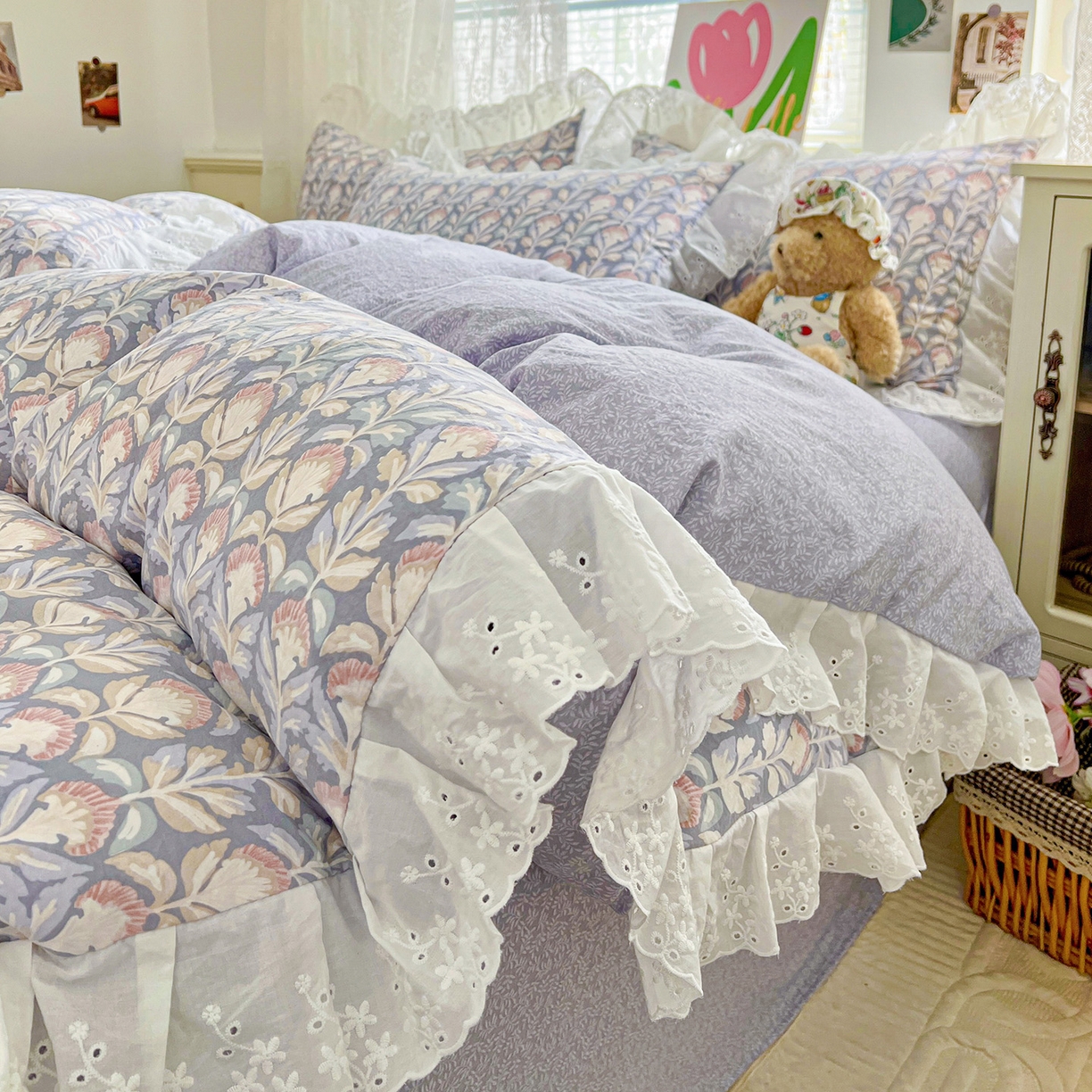 赛丽雅 2025新款花边韩版水洗珍珠棉四件套 梵克-灰