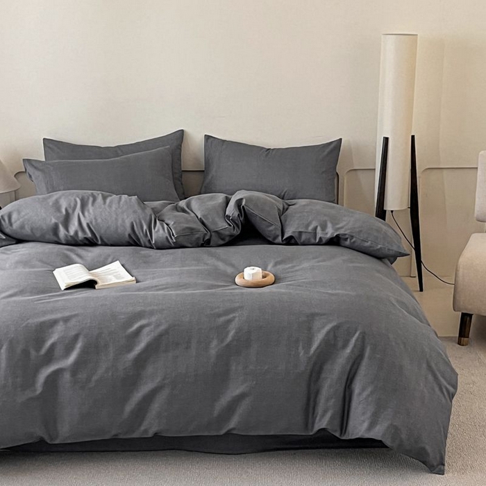 91家纺网 家纺一手货源 找家纺 涵宸家纺 2025新款全棉简约款四件套 云纹-深深灰