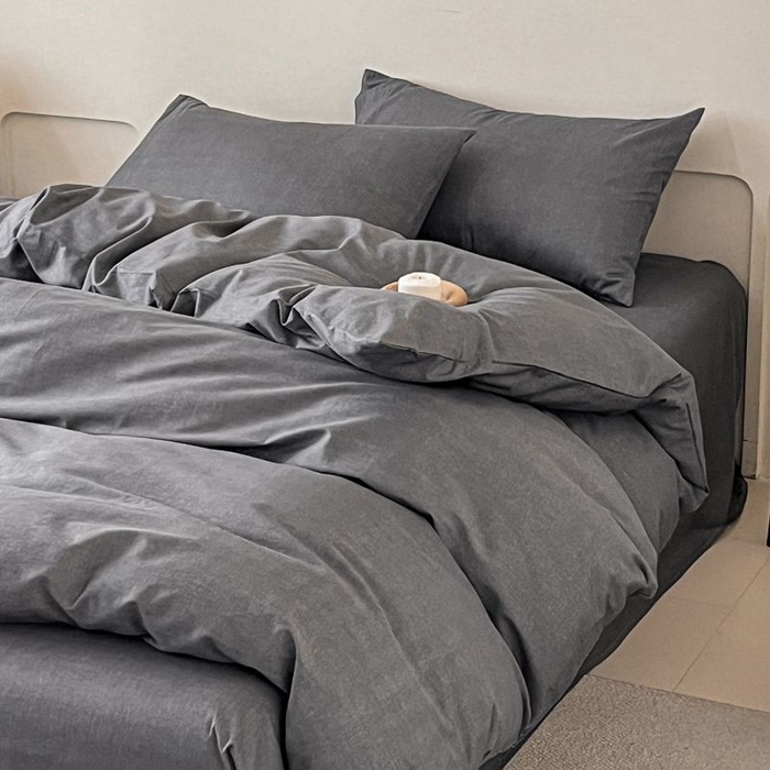 91家纺网 家纺一手货源 找家纺 涵宸家纺 2025新款全棉简约款四件套 云纹-深深灰