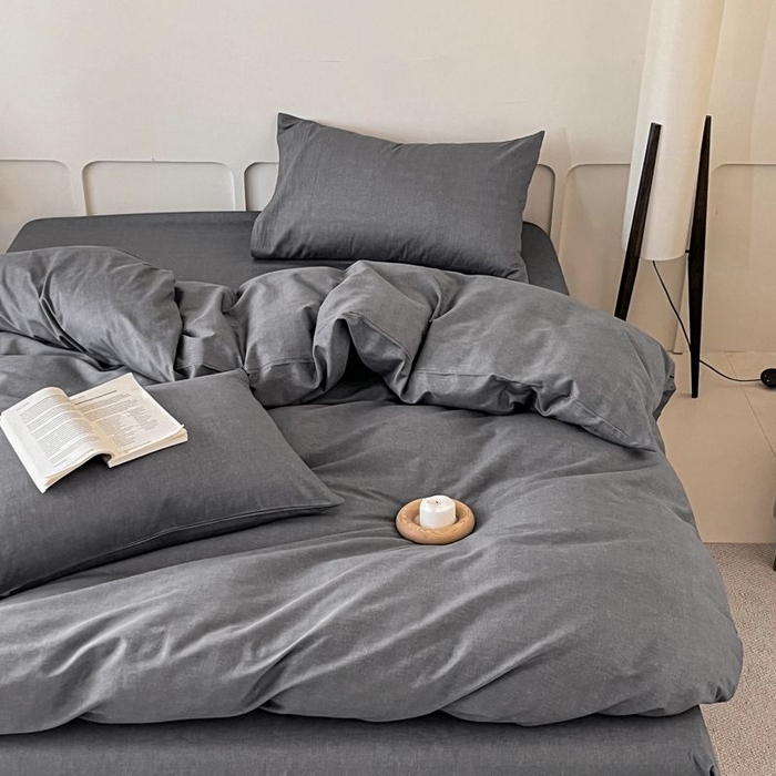 91家纺网 家纺一手货源 找家纺 涵宸家纺 2025新款全棉简约款四件套 云纹-深深灰