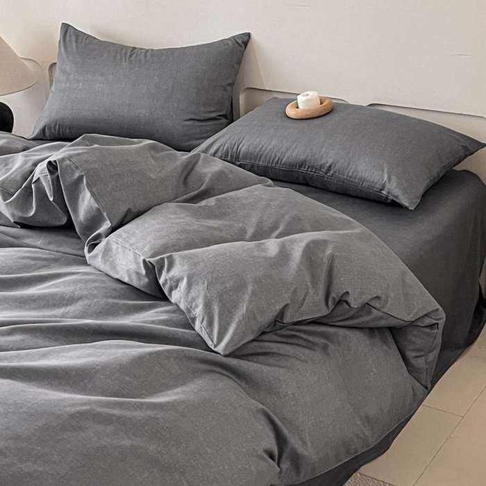 91家纺网 家纺一手货源 找家纺 涵宸家纺 2025新款全棉简约款四件套 云纹-深深灰