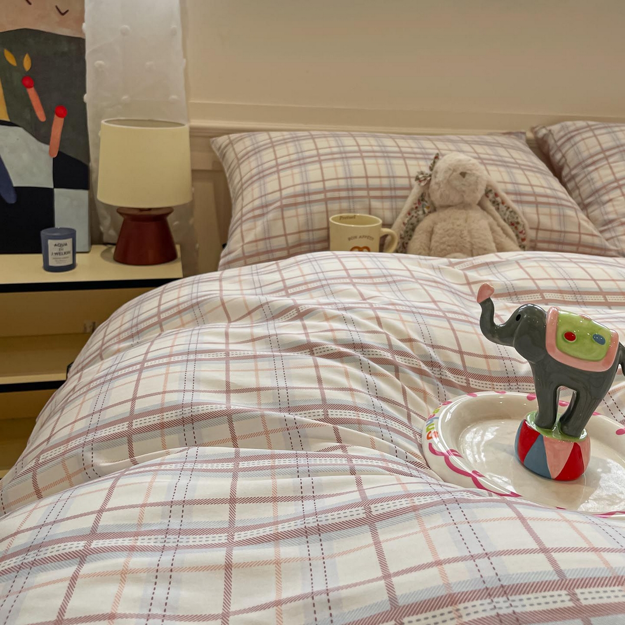 91家纺网 家纺一手货源 找家纺 涵宸家纺 2025新款全棉简约款四件套 芝士