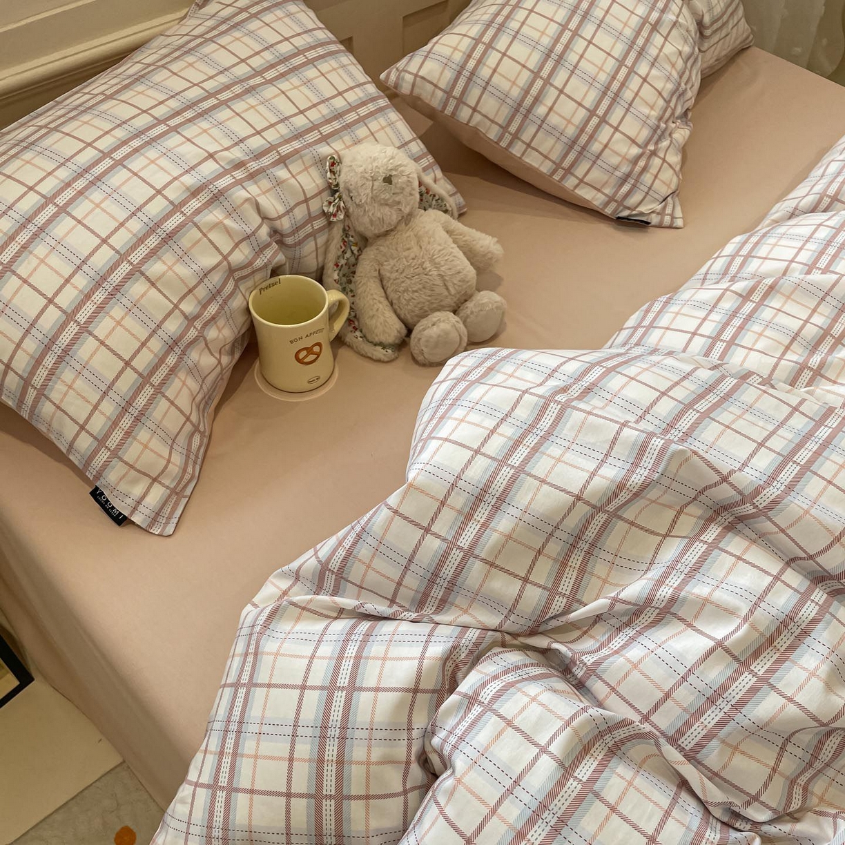 91家纺网 家纺一手货源 找家纺 涵宸家纺 2025新款全棉简约款四件套 芝士