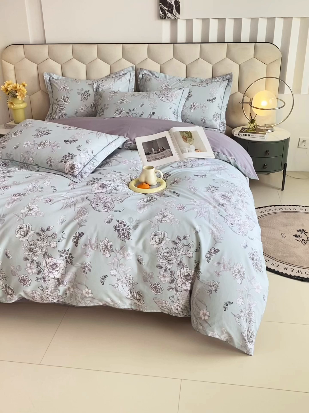 91家纺网 家纺一手货源 找家纺 星期三家纺 2025年8月新款铂金全棉纯棉13372四件套 浪漫蝴蝶