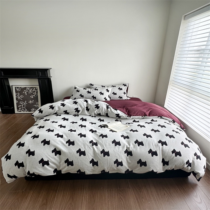 91家纺网 家纺一手货源 找家纺 梦可莱家居 2025秋冬新品全棉针织加厚提花四件套 布丁