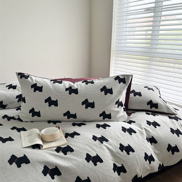 91家纺网 家纺一手货源 找家纺 梦可莱家居 2025秋冬新品全棉针织加厚提花四件套 布丁